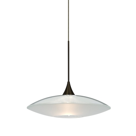 Besa Lighting Spazio Cord Pendant, Clear/Frost, Bronze, 1x3W LED 1XT-6294CL-LED-BR